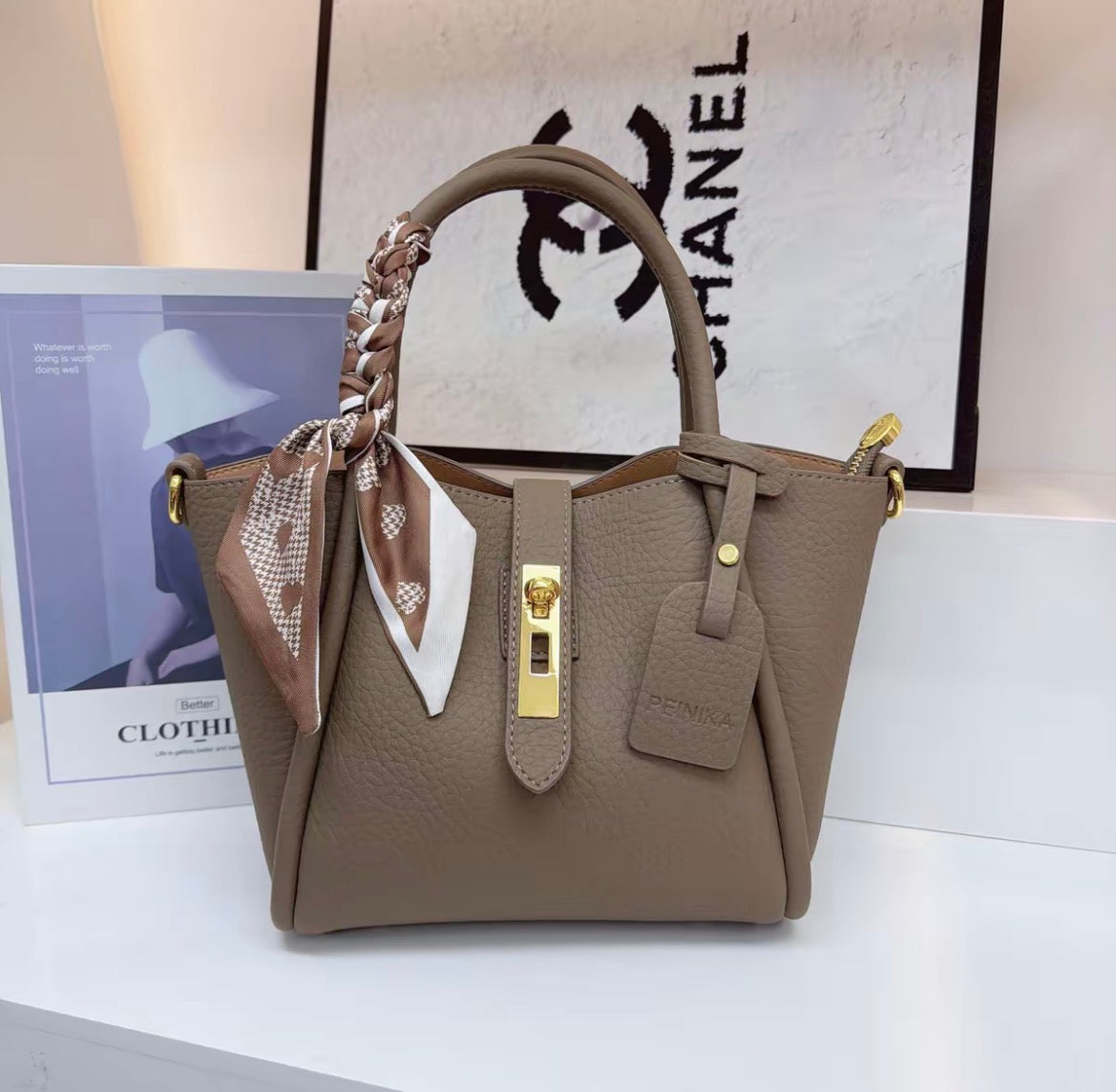 Cafe Latte Korean-Style Classic Basket Bag