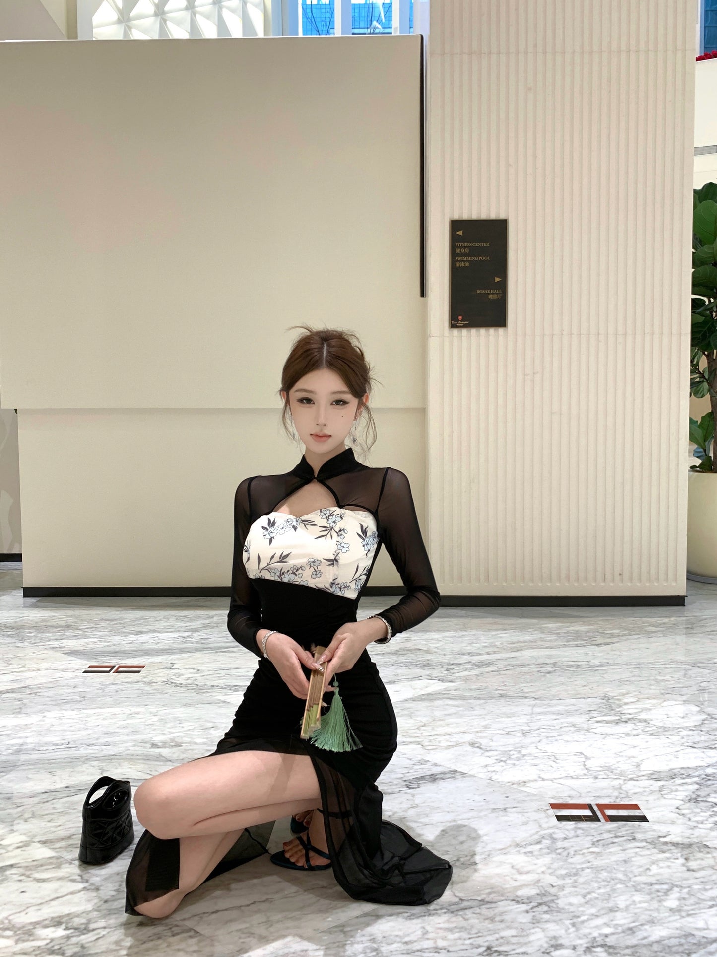 现代九罗 气质修身改良新中式旗袍连衣裙 Modern Jiuluo Elegant Slim-Fit Modified New Chinese Qipao Dress