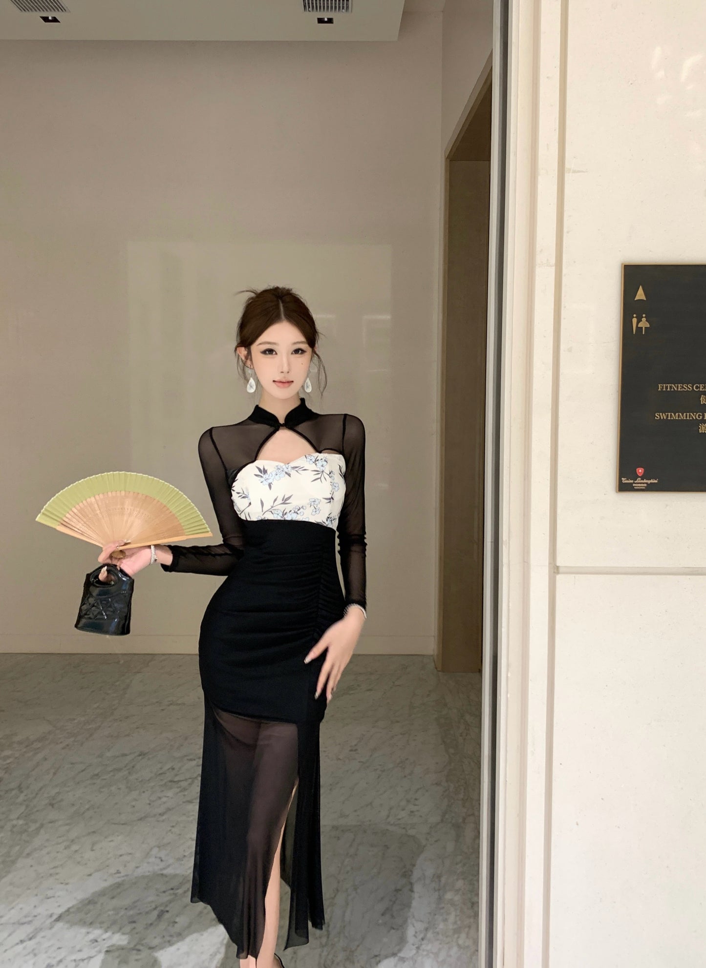 现代九罗 气质修身改良新中式旗袍连衣裙 Modern Jiuluo Elegant Slim-Fit Modified New Chinese Qipao Dress