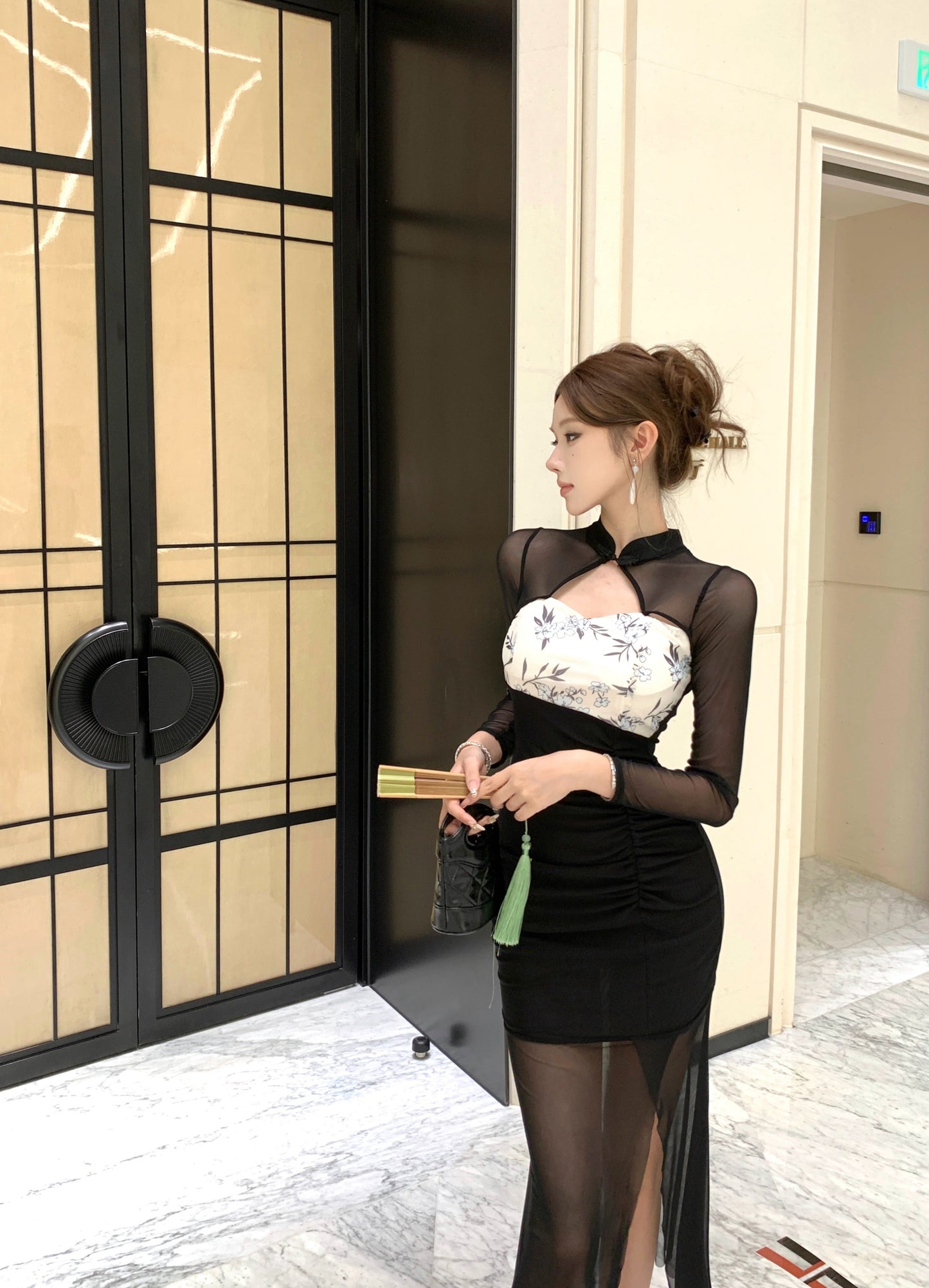 现代九罗 气质修身改良新中式旗袍连衣裙 Modern Jiuluo Elegant Slim-Fit Modified New Chinese Qipao Dress
