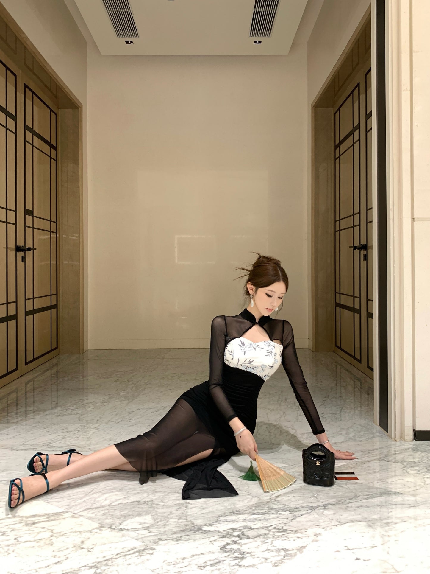 现代九罗 气质修身改良新中式旗袍连衣裙 Modern Jiuluo Elegant Slim-Fit Modified New Chinese Qipao Dress