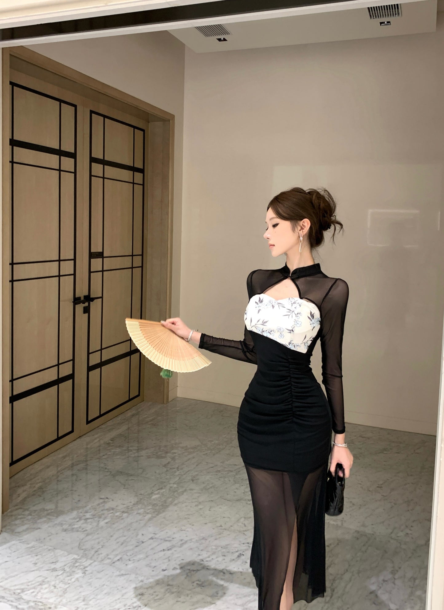 现代九罗 气质修身改良新中式旗袍连衣裙 Modern Jiuluo Elegant Slim-Fit Modified New Chinese Qipao Dress