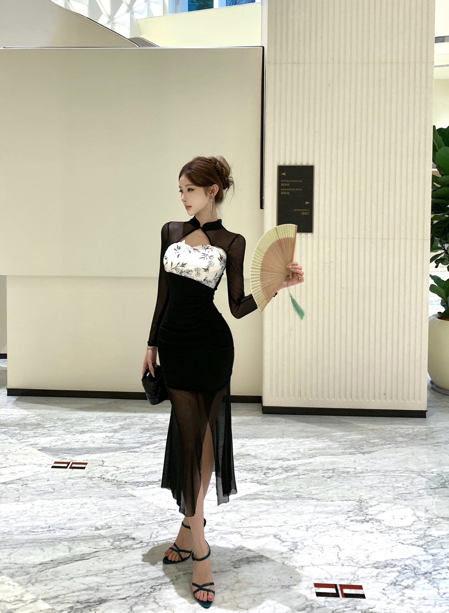 现代九罗 气质修身改良新中式旗袍连衣裙 Modern Jiuluo Elegant Slim-Fit Modified New Chinese Qipao Dress