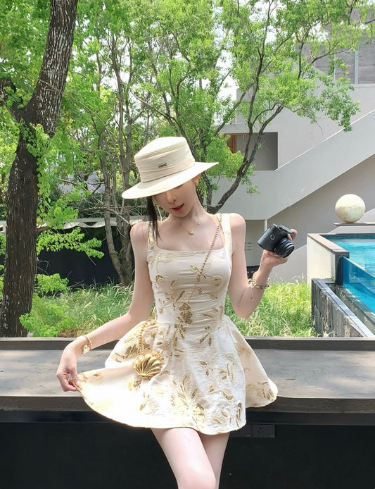 城堡女孩 法式公主裙印花连衣裙 Castle Girl French Princess Dress with Printed Design