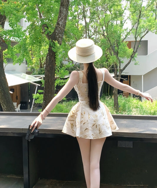 城堡女孩 法式公主裙印花连衣裙 Castle Girl French Princess Dress with Printed Design