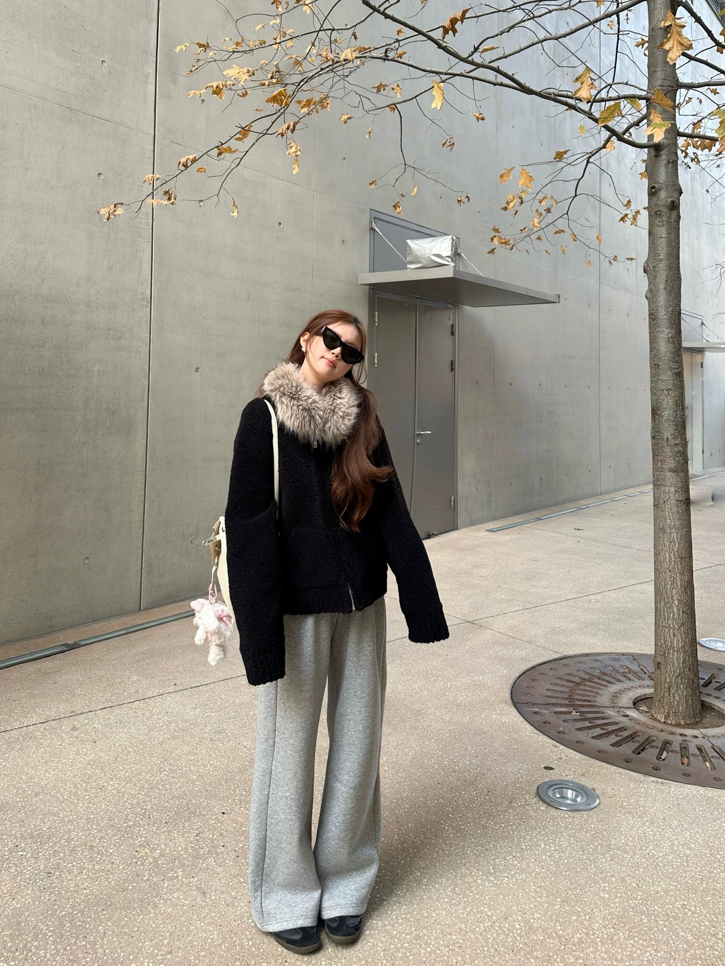 再遇见 定染毛领小颗粒羊羔毛冬装外套 ReMeet Dyed-Fur Collar Small-Pile Sherpa Winter Coat