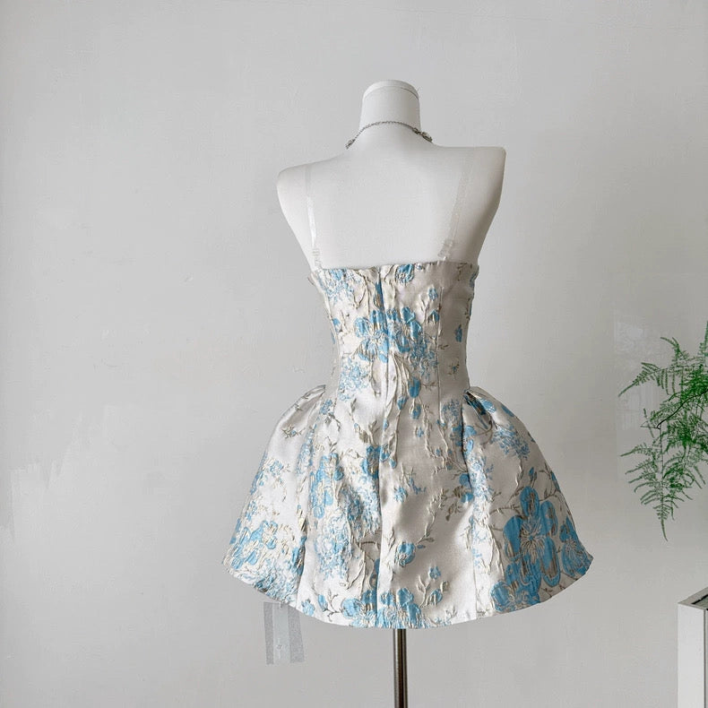 上海玉裳 新中式印花抹胸吊带连衣裙 Shanghai Yushang New Chinese Style Floral Print Strapless Camisole Dress