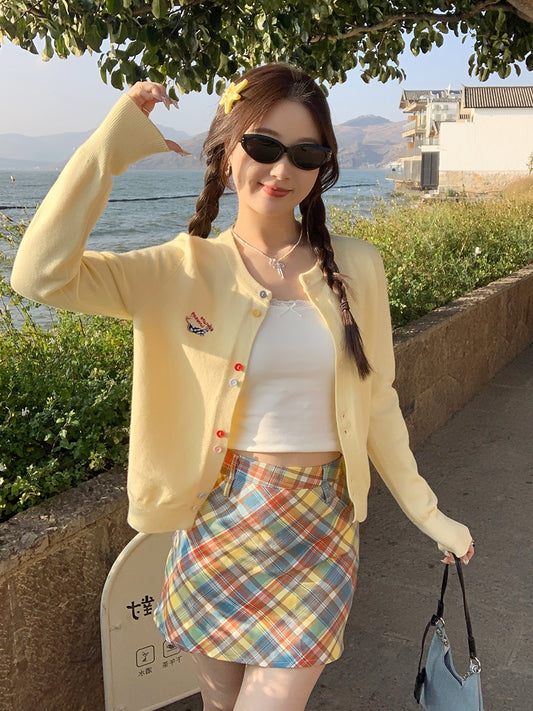 奶呼呼的她 针织吊带外搭毛衣开衫 Creamy Her – Knit Camisole with Matching Sweater Cardigan