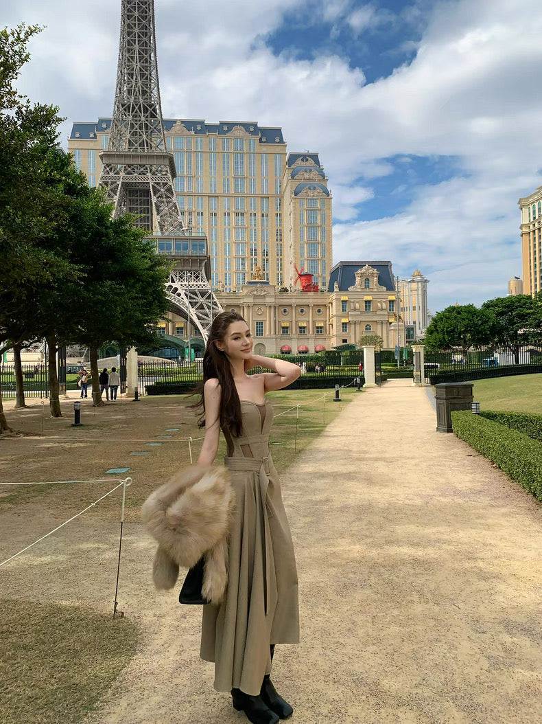 原则之上 时髦鱼骨镂空抹胸连衣裙 Above Principles – Fashion Boned Cut-Out Strapless Dress