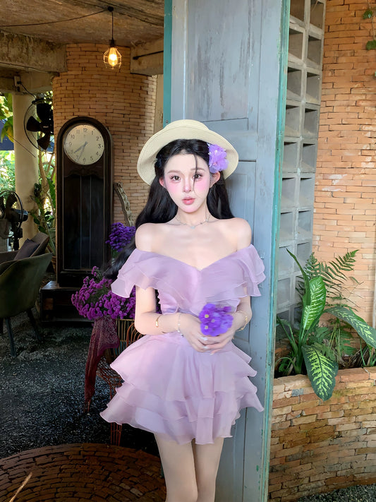 天鹅日常 花式一字肩清纯连衣裙 Swan Daily – Fancy Off-Shoulder Innocent Dress