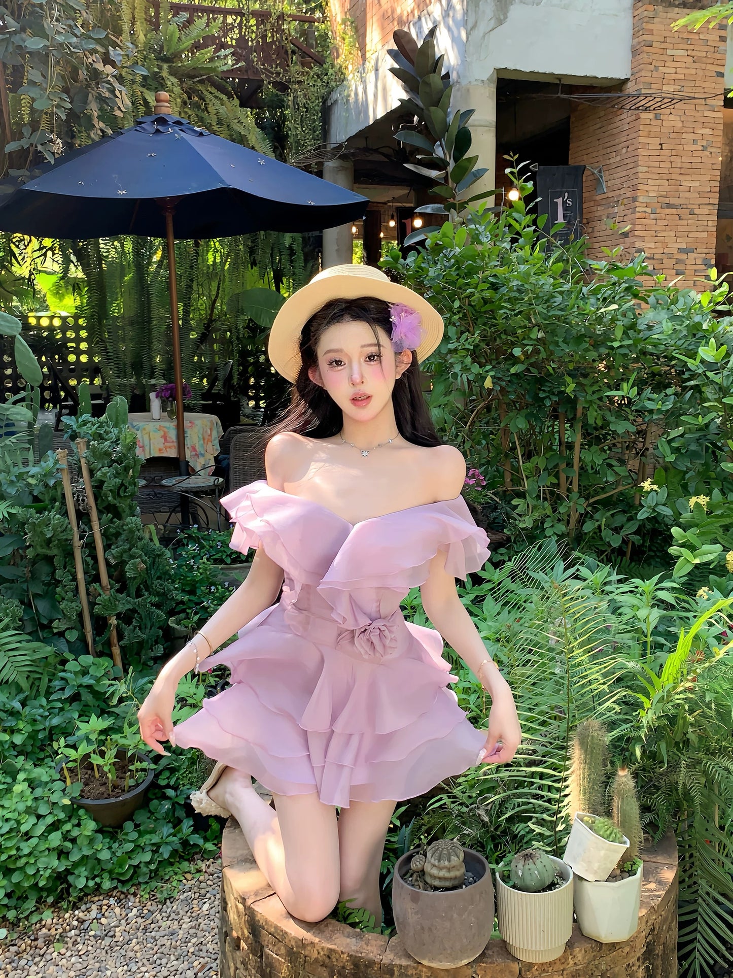 天鹅日常 花式一字肩清纯连衣裙 Swan Daily – Fancy Off-Shoulder Innocent Dress