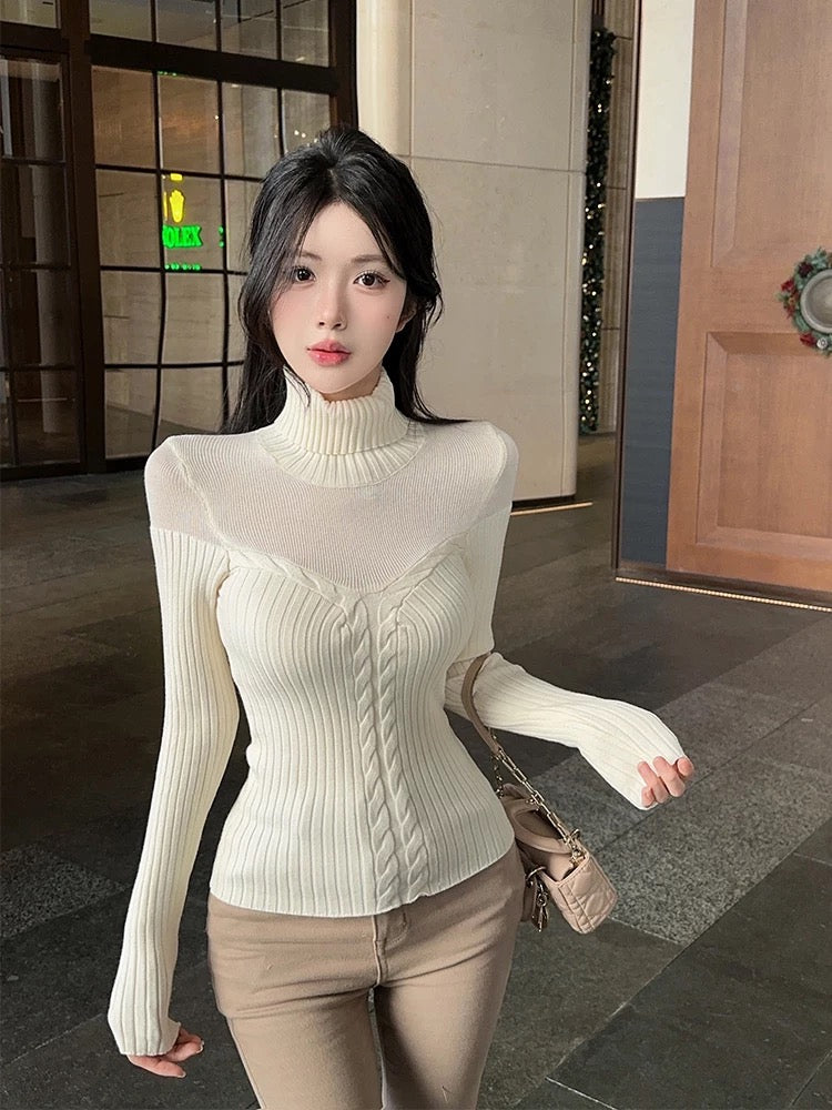 娇女反击 镂空麻花内搭打底针织衫 Rebellious Girl Hollow-Knit Cable Layering Sweater