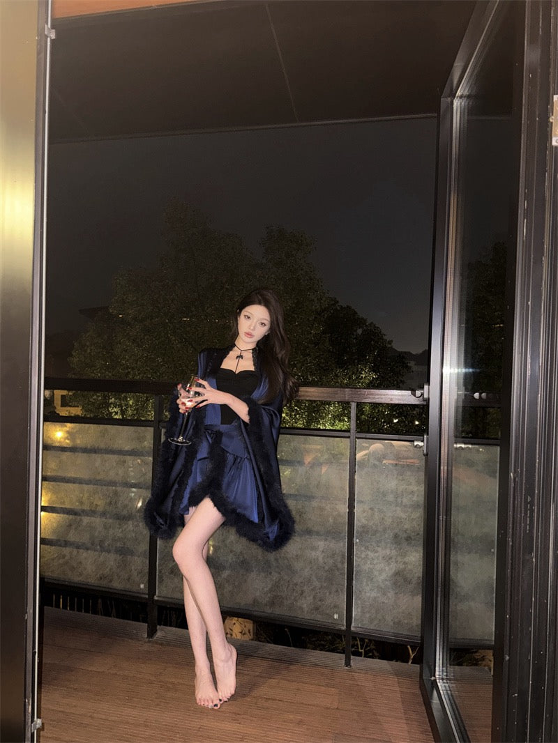 明日的她 高级感醋酸缎面睡袍结婚晨袍套装 Tomorrow’s Bride Premium Acetate Satin Bridal Robe Set