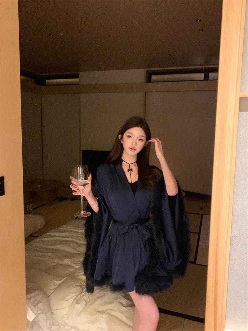 明日的她 高级感醋酸缎面睡袍结婚晨袍套装 Tomorrow’s Bride Premium Acetate Satin Bridal Robe Set