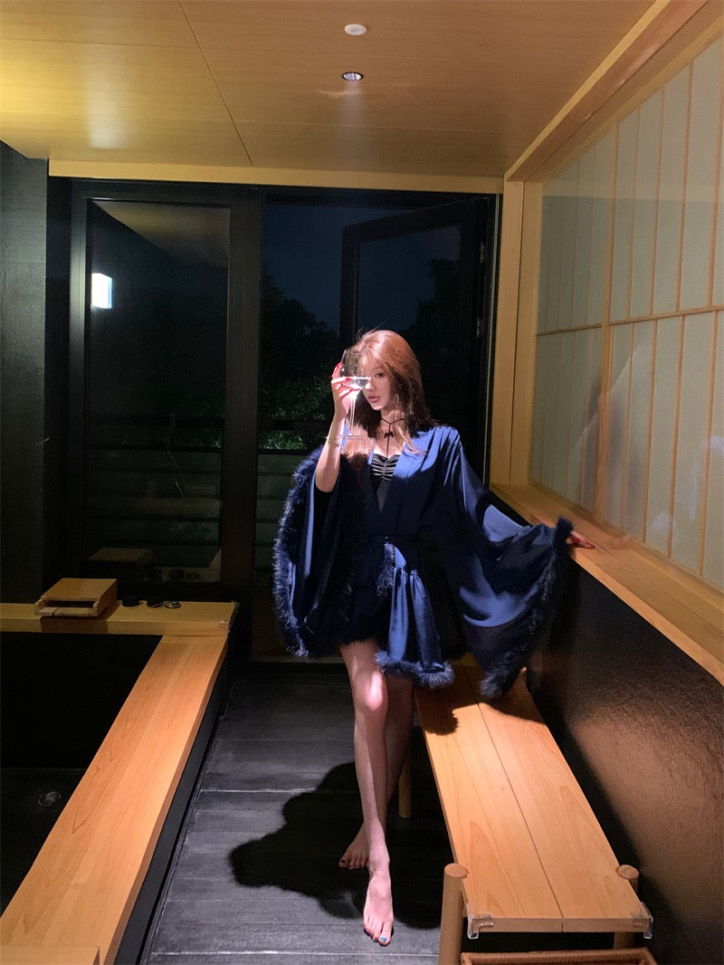 明日的她 高级感醋酸缎面睡袍结婚晨袍套装 Tomorrow’s Bride Premium Acetate Satin Bridal Robe Set