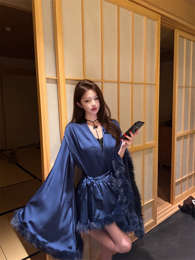 明日的她 高级感醋酸缎面睡袍结婚晨袍套装 Tomorrow’s Bride Premium Acetate Satin Bridal Robe Set