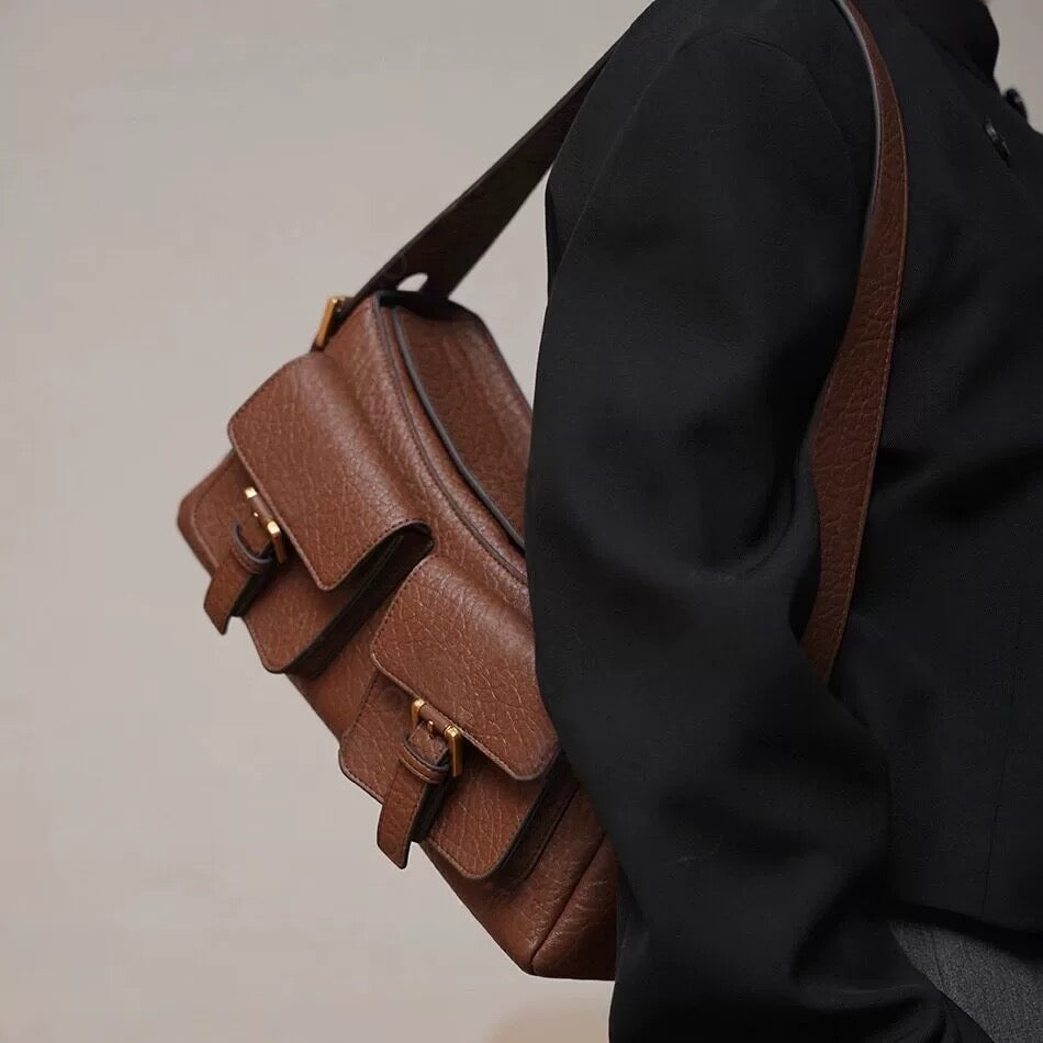 Hermo Top-Grain Leather Crossbody Messenger Bag