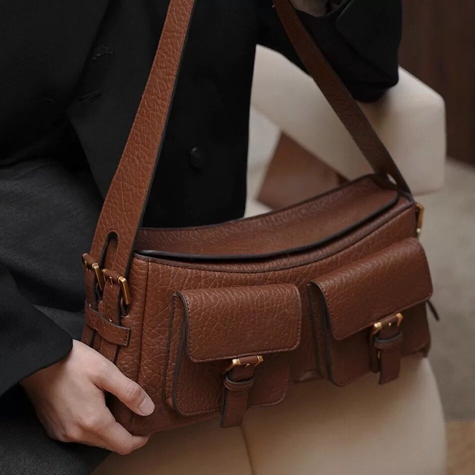 Hermo Top-Grain Leather Crossbody Messenger Bag