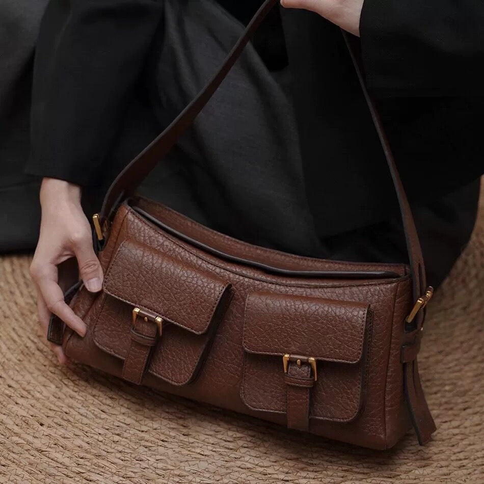 Hermo Top-Grain Leather Crossbody Messenger Bag