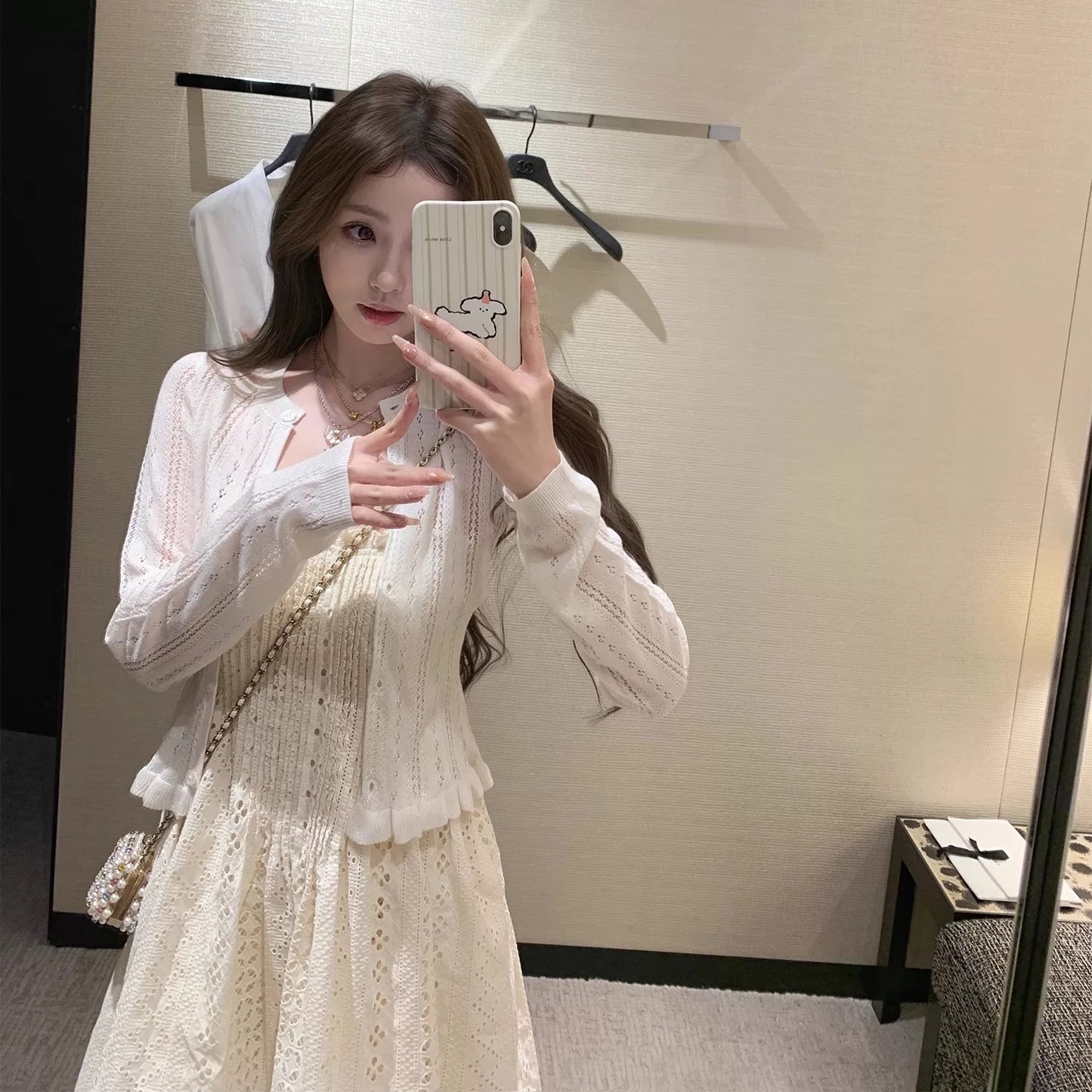 康鹏街31号 蕾丝抹胸镂空钩花连衣裙 Kangpeng Street, Lace Strapless Hollow Crochet Dress