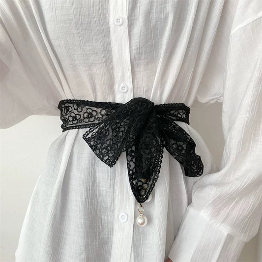法式珍珠百搭配件蕾丝腰带 French-Style Pearl Versatile Accessory Lace Belt