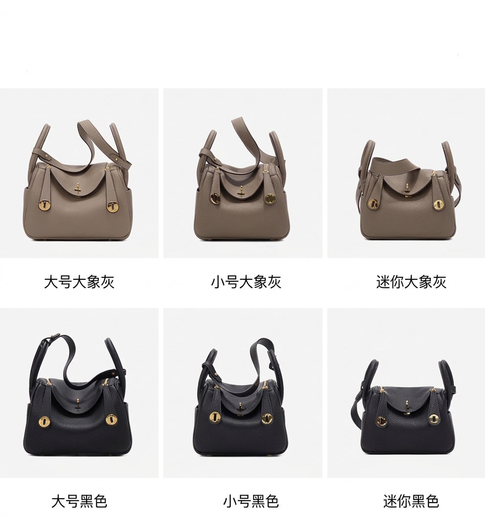 LINDI VERA Women’s Genuine Leather Doctor Bag Large-Capacity Pillow Shoulder Handbag