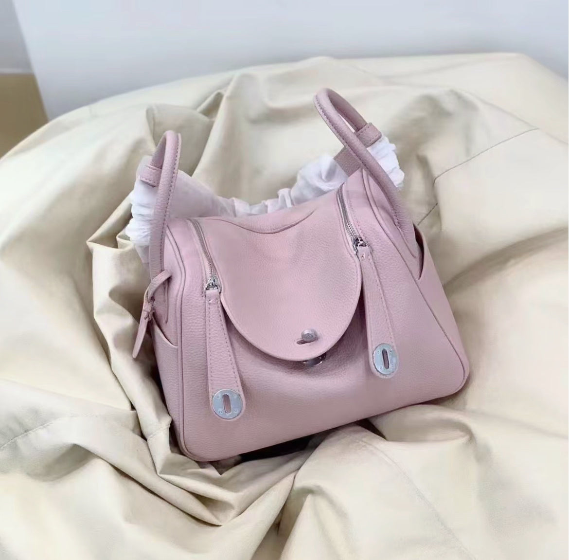 LINDI VERA Women’s Genuine Leather Doctor Bag Large-Capacity Pillow Shoulder Handbag