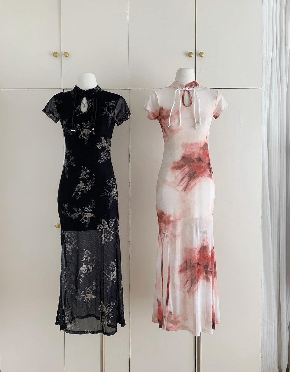 柔纱丝玉 复古新中式网纱印花改良旗袍 Soft Gauze Silk Jade Vintage Neo-Chinese Mesh Printed Modern Qipao