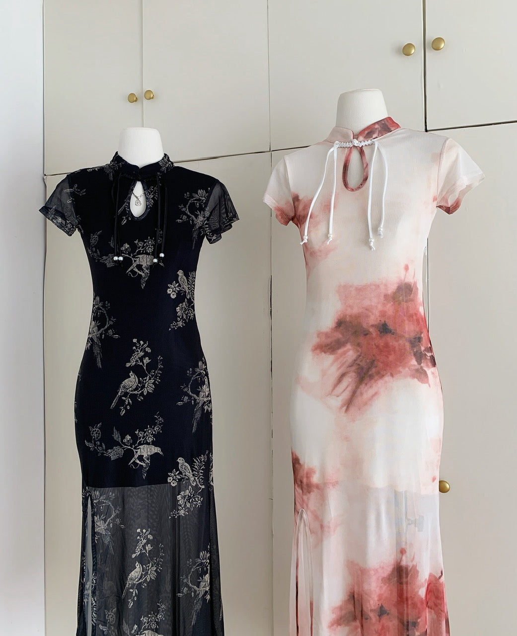 柔纱丝玉 复古新中式网纱印花改良旗袍 Soft Gauze Silk Jade Vintage Neo-Chinese Mesh Printed Modern Qipao