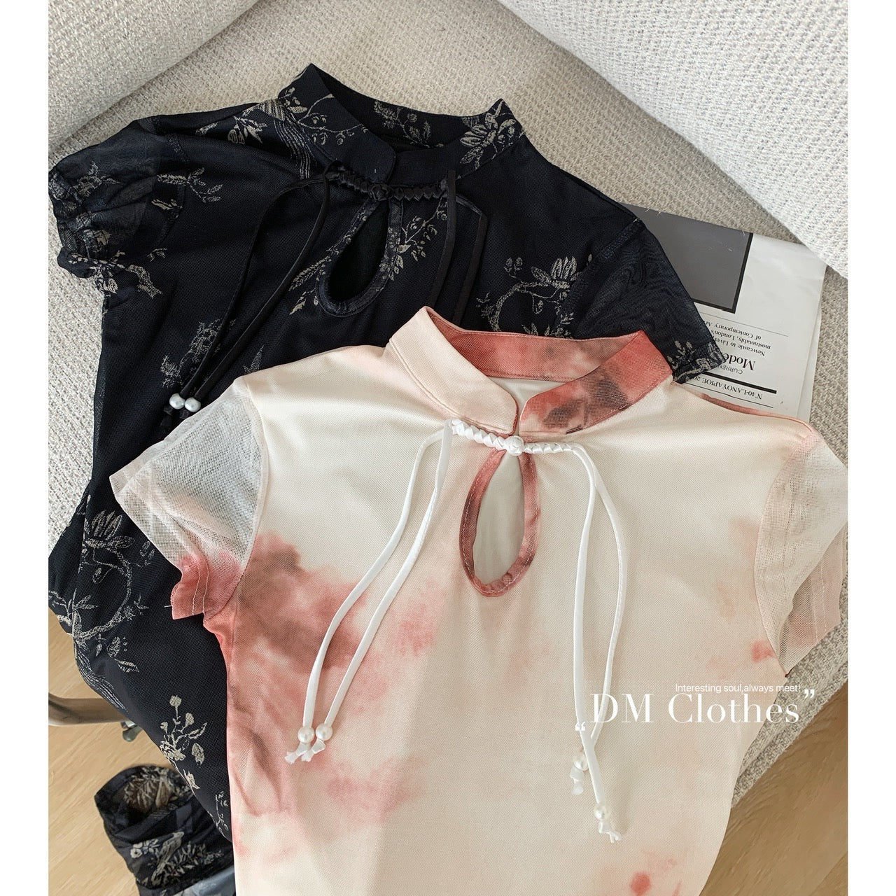 柔纱丝玉 复古新中式网纱印花改良旗袍 Soft Gauze Silk Jade Vintage Neo-Chinese Mesh Printed Modern Qipao