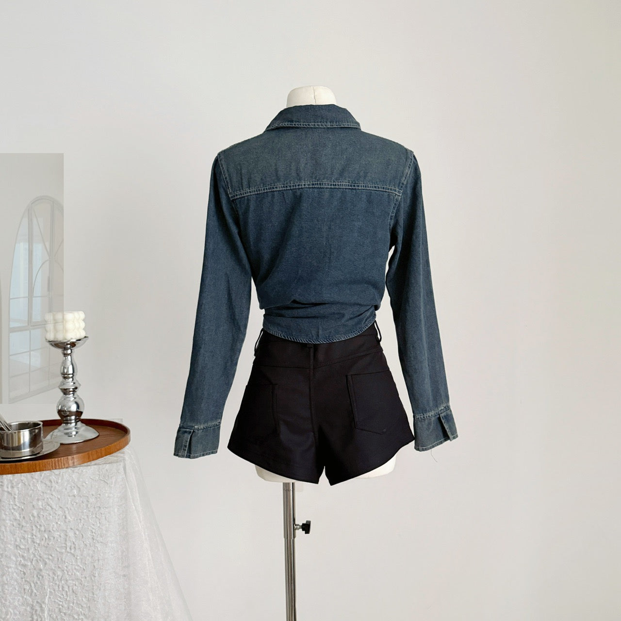 悉尼海岸 收腰牛仔衬衫休闲上衣外套 Sydney Coast Waist-Defined Denim Shirt Casual Jacket