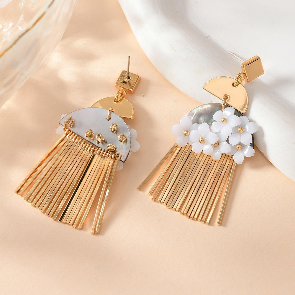 日落金盏 新中式金色扇子发簪/耳环套装 Sunset Golden Chalice – New Chinese Style Golden Fan Hairpin & Earring Set