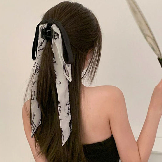 水墨佳人 新中式飘带蝴蝶结发夹/发圈 Ink Beauty – New Chinese Style Ribbon Bow Hair Clip / Hair Tie