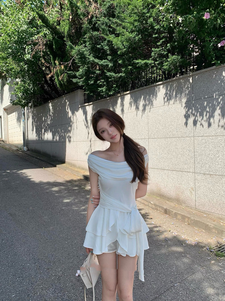 典藏情话 缎面荡领荷叶边连衣裙  Timeless Romance Satin Draped Neck Ruffle Dress