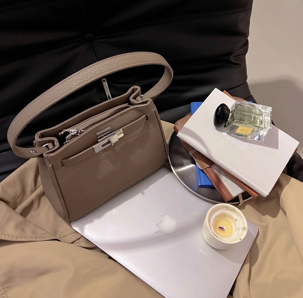 Black Silver Statement Versatile Underarm Crossbody Mini Tote Bag