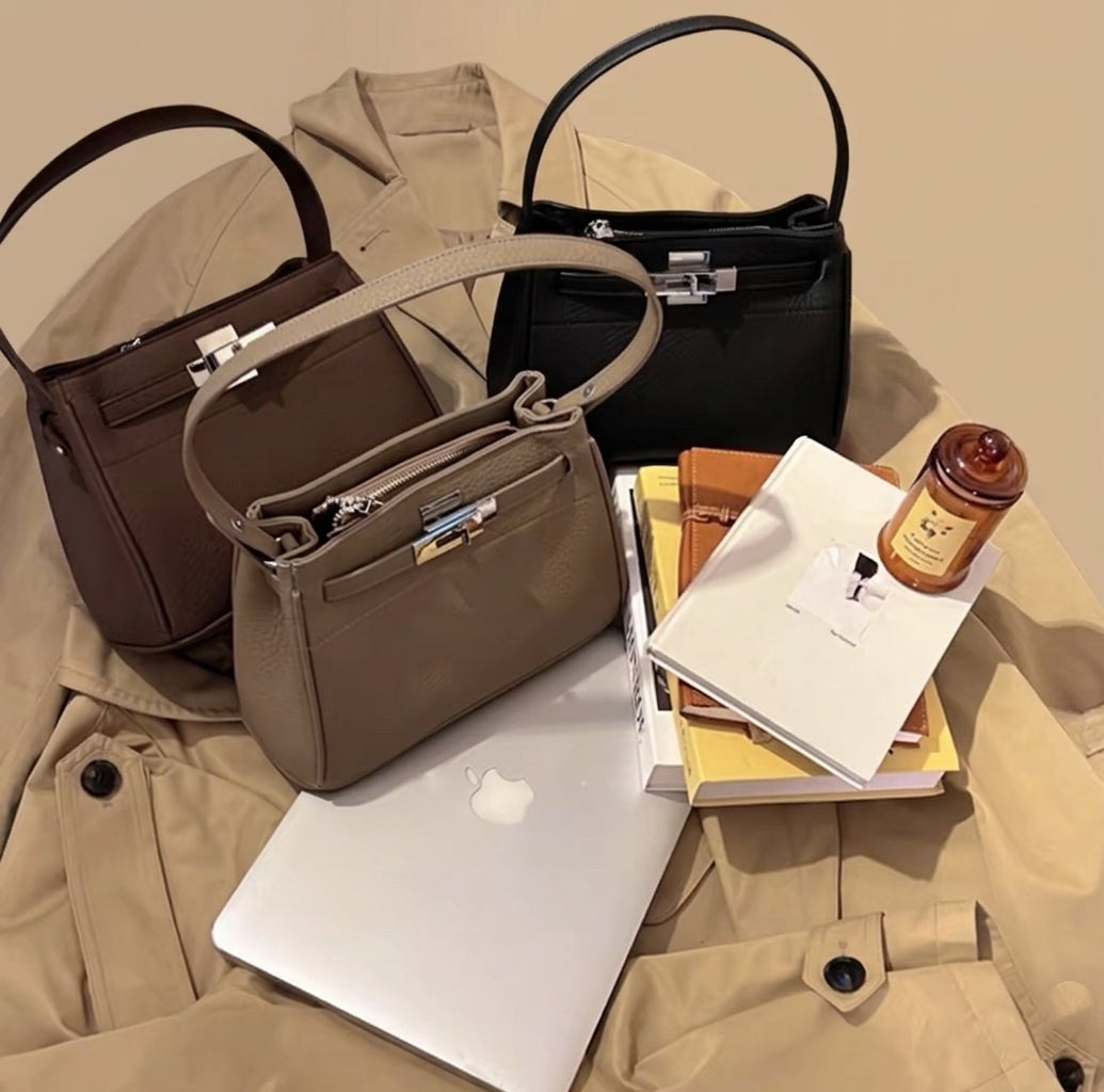 Black Silver Statement Versatile Underarm Crossbody Mini Tote Bag