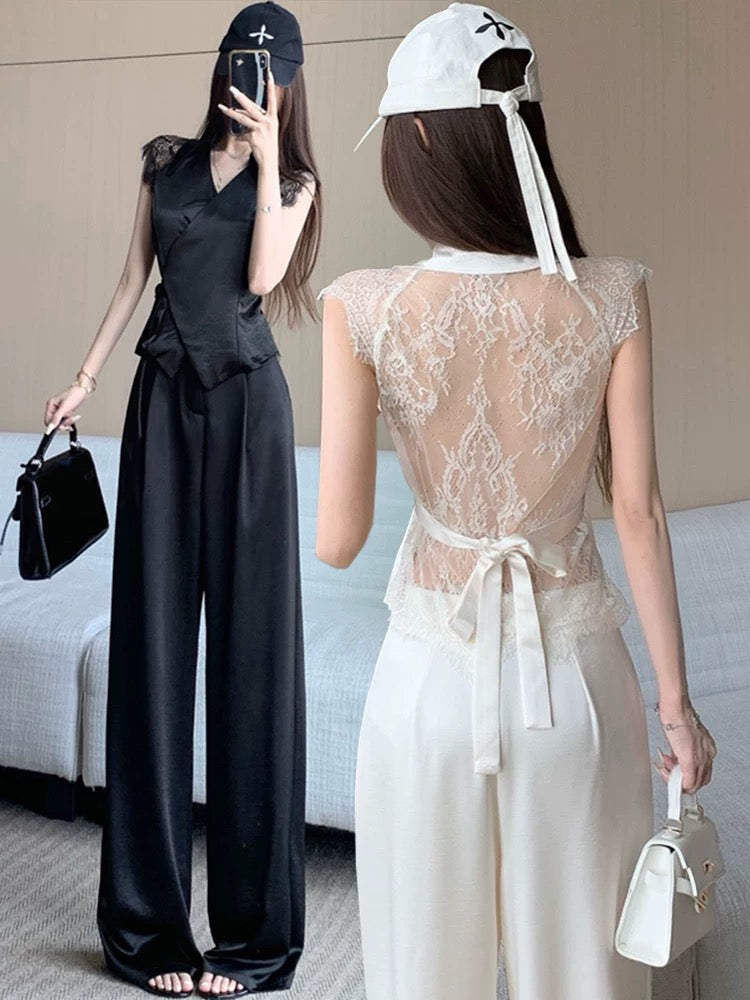 业绩女王 气质御姐风蕾丝露背上衣 Performance Queen Elegant Domineering Lace Backless Top