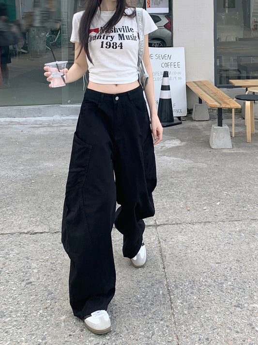 自有主张 弯刀设计美式大口袋牛仔裤 Statement Curved-Cut American Utility Jeans with Oversized Pockets