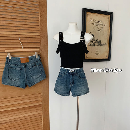 少女的独白 复古显瘦中高腰牛仔短裤 Girl’s Monologue Vintage Slim-Fit Mid-High Waist Denim Shorts