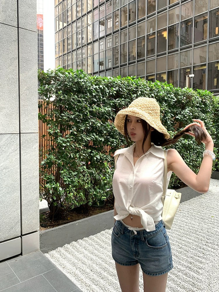 少女的独白 复古显瘦中高腰牛仔短裤 Girl’s Monologue Vintage Slim-Fit Mid-High Waist Denim Shorts