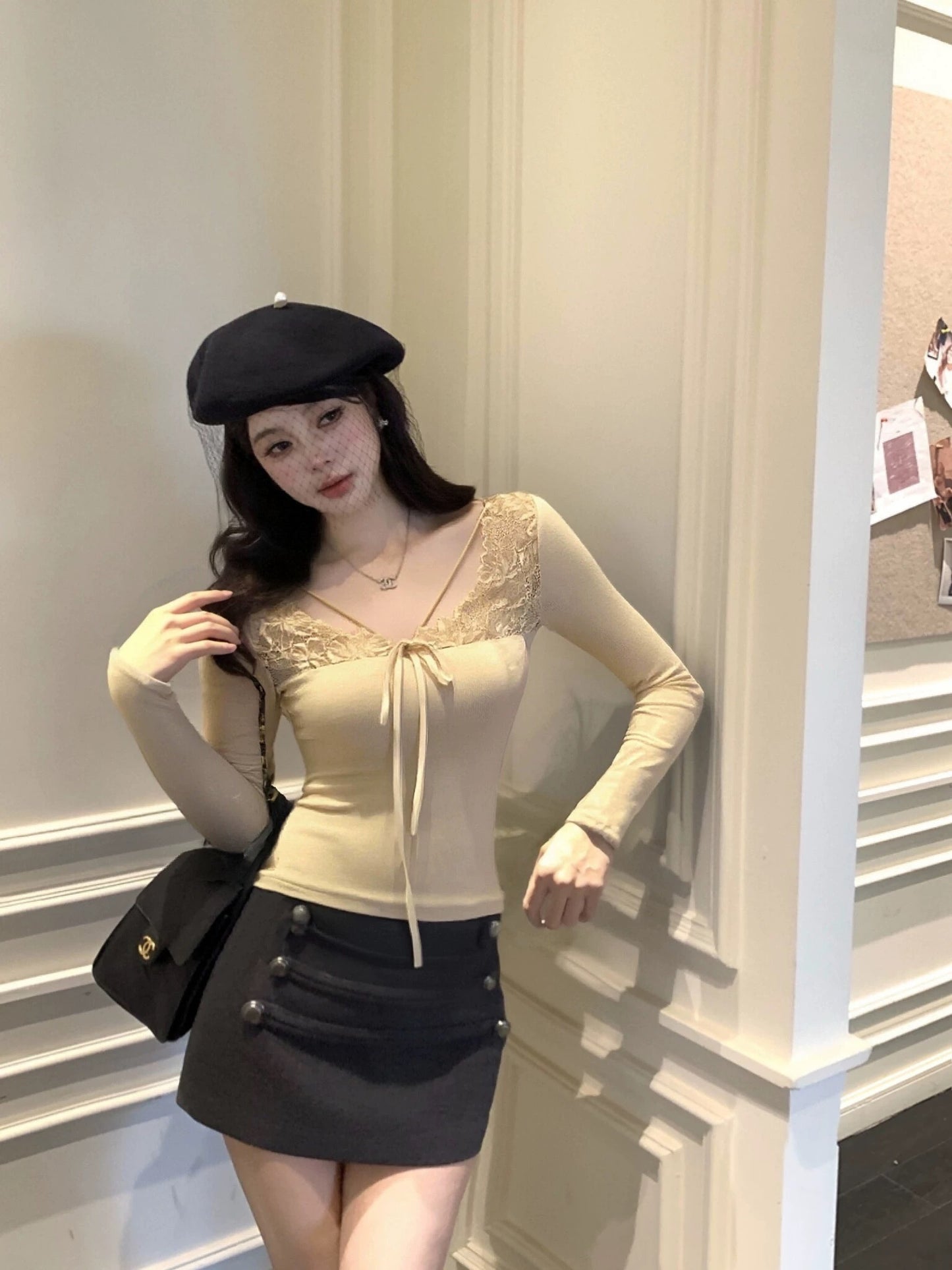 暖阳织语 御姐风修身内搭打底衫上衣 Warm Sun Weave · Power Chic Slim-Fit Base Layer Top