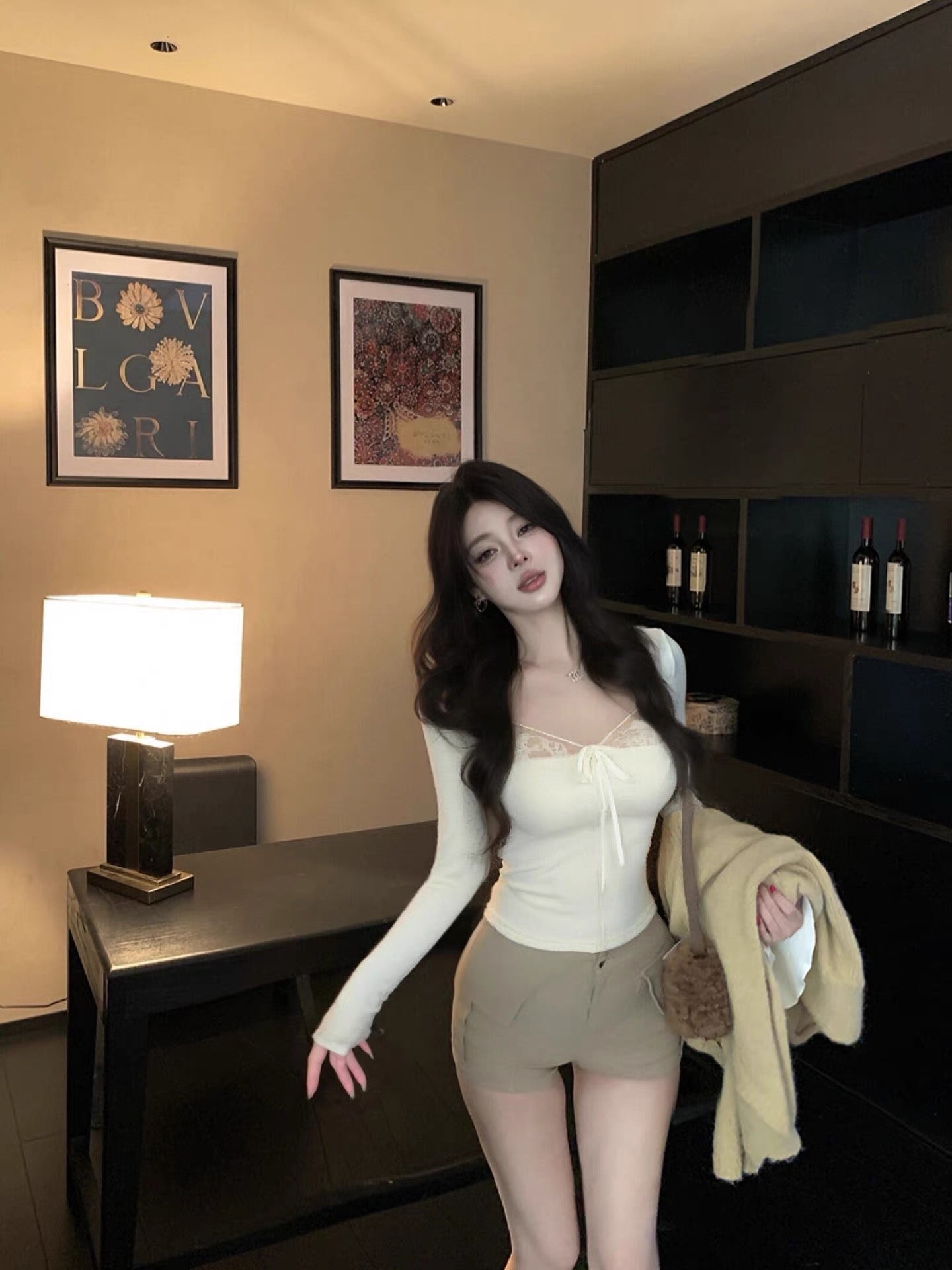 暖阳织语 御姐风修身内搭打底衫上衣 Warm Sun Weave · Power Chic Slim-Fit Base Layer Top