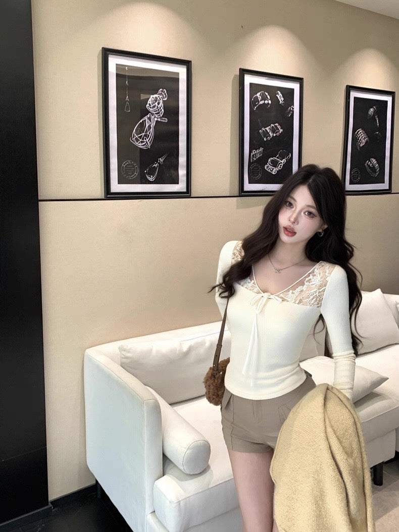 暖阳织语 御姐风修身内搭打底衫上衣 Warm Sun Weave · Power Chic Slim-Fit Base Layer Top