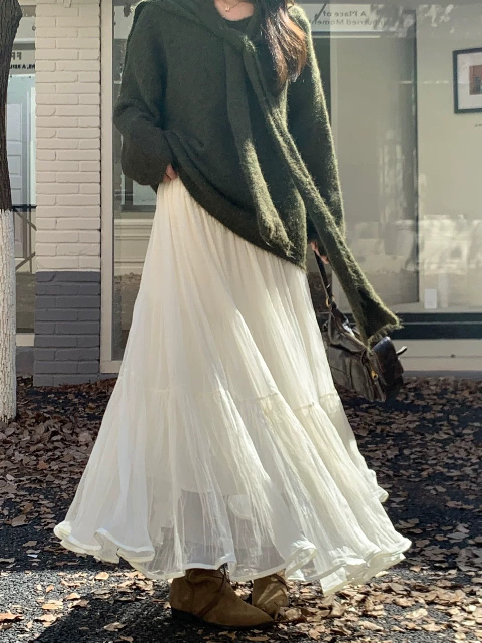 日常诗篇 法式仙女温柔白色网纱半身裙 Daily Verses · French Fairy Soft White Tulle Midi Skirt