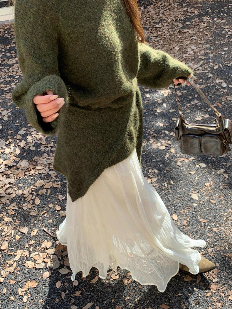 日常诗篇 法式仙女温柔白色网纱半身裙 Daily Verses · French Fairy Soft White Tulle Midi Skirt