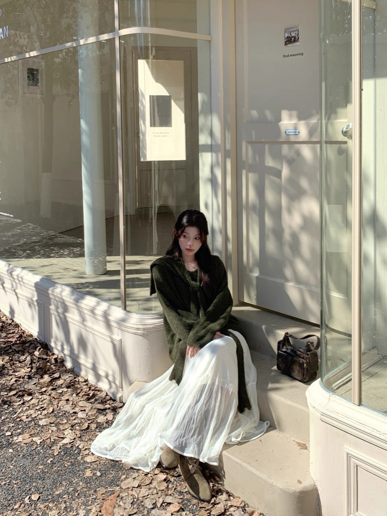 日常诗篇 法式仙女温柔白色网纱半身裙 Daily Verses · French Fairy Soft White Tulle Midi Skirt