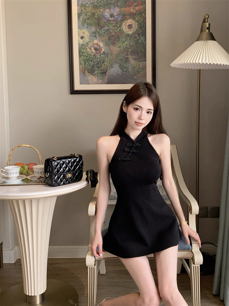 蜜桃馅饼 新中式改良旗袍针织连衣裙 Peach Pie Modern Chinese-Style Knit Cheongsam Dress