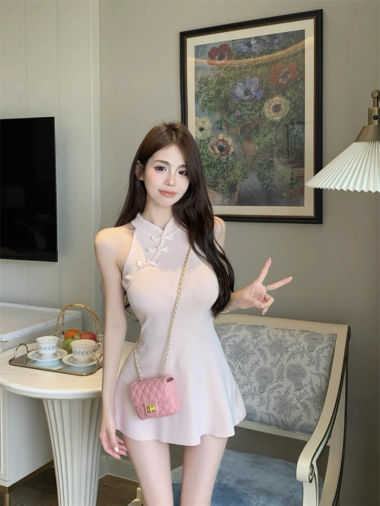 蜜桃馅饼 新中式改良旗袍针织连衣裙 Peach Pie Modern Chinese-Style Knit Cheongsam Dress