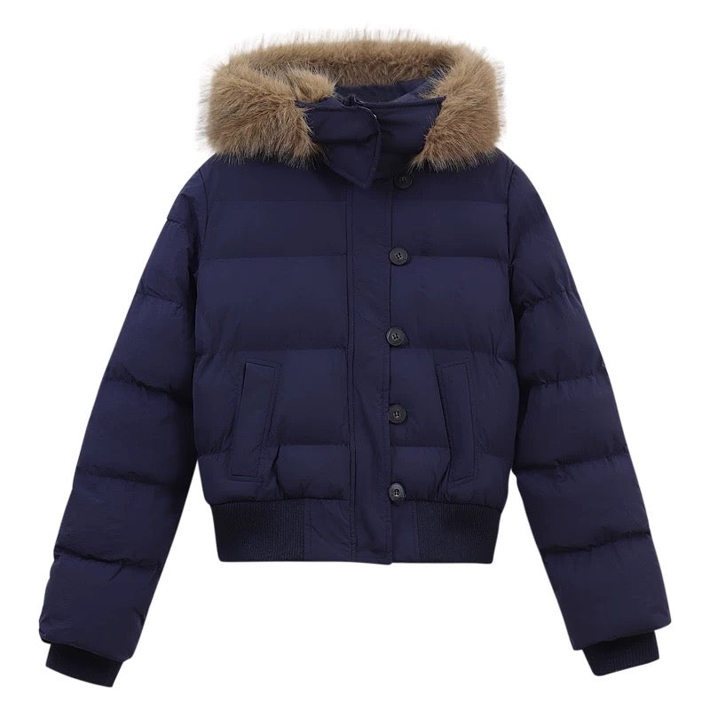 南区菲奥娜 秋冬脱卸帽毛领棉短款羽绒服 Nanqu Fiona Detachable Hood Faux Fur Collar Short Padded Down Jacket