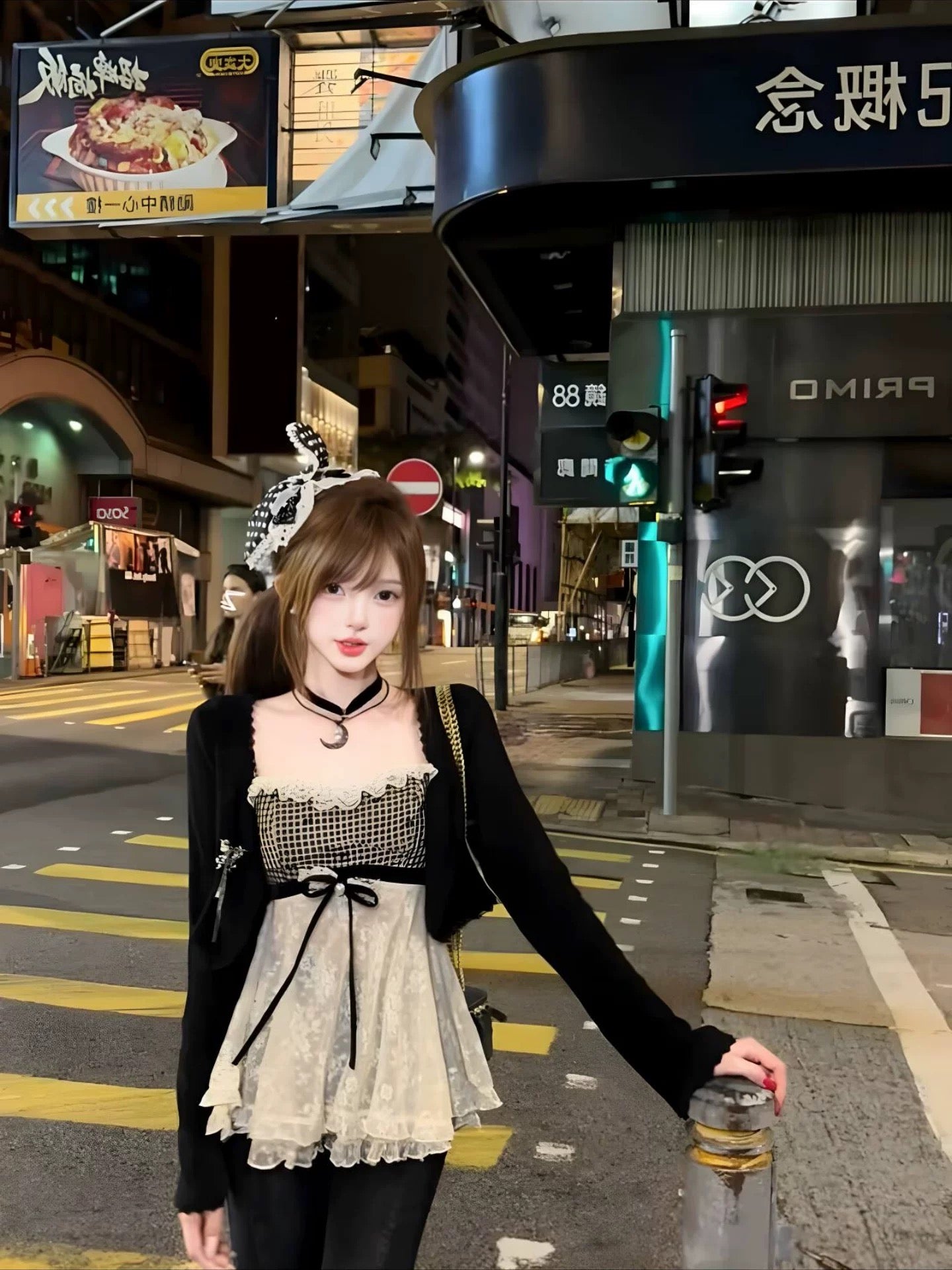 心动恋人 格子蕾丝吊带上衣+开衫套装 Heartthrob Lover · Plaid Lace Camisole & Cardigan Set